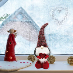 Figurina Decorativa, Pentru Craciun, Kadeny, Spiridus, Omul Padurii Indragostit, Picioare Telescopice, Inaltime reglabila 42 - 52 cm, Rosu