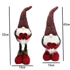 Figurina Decorativa, Pentru Craciun, Kadeny, Spiridus, Omul Padurii Indragostit, Picioare Telescopice, Inaltime reglabila 42 - 52 cm, Rosu