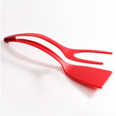 Spatula Multifunctionala tip Cleste, Kaveny, Spatula Cleste pentru Gatit, Silicon PP, pentru Alimente, Carne, Paine, 31 x 8.5 cm Rosu