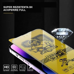 Folie de protectie Ceramica, Kaveny, compatibila cu Apple iPhone 15 Pro Max, Transparenta HD, 9H, margini negre