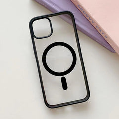 Husa MagSafe pentru Apple iPhone 13, Full Cover, Frosted Acrylic Color Big Hole, Magnetica, Incarcare Wireless, Kadeny, Negru