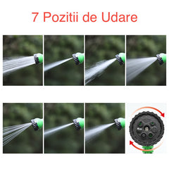 Furtun Portabil de Udare pentru Gradina, Kadeny, pentru Gradina Uz Casnic, cu Duza de udare, 7 pozitii de Udare, Furtun 10 metri Lungime, Verde
