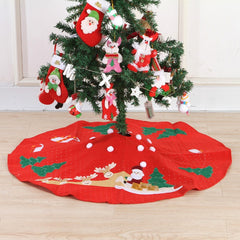 Covoras pentru bradul de Craciun Kadeny, lana, rosu/verde, 100 cm