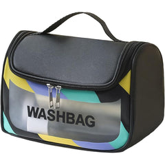 Geanta Cosmetice de Voiaj Kadeny, Impermeabila, Translucida Mata, 22 x 16 x 14 cm, Negru