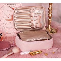 Geanta de Calatorie, Kadeny, pentru Cosmetice si Articole de Toaleta, Material Impermeabil, 2 in 1, Portfard Interior Detasabil, 23 x 16 x 8 cm, Roz