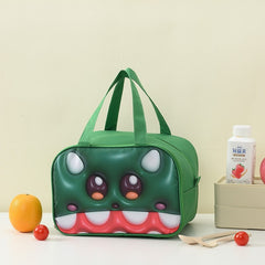 Geanta Frigorifica, Kaveny, cu Desene Animat 3D, Portabila pentru Copii, de Pranz, din Panza Oxford, 27.5x18x20 cm, Model Crocodil, Verde