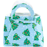 Geanta pentru Copii, Kadeny, Pliabila, pentru Cadouri de Craciun, din Panza Netesuta, Braduti, 13 x 12 x 6 cm, Verde