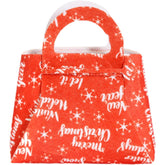 Geanta pentru Copii, Kadeny, Pliabila, pentru Cadouri de Craciun, din Panza Netesuta, Merry Christmas, 13 x 12 x 6 cm, Rosu