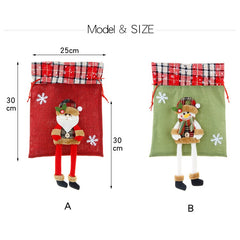 Sac din textil pentru cadouri de Craciun, Kadeny, Model Ren, 30x25 cm, Gri