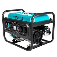 Generator Detoolz 2.5kW 2 prize 230V benzina, 4T, pornire manuala 15L fara roti G01