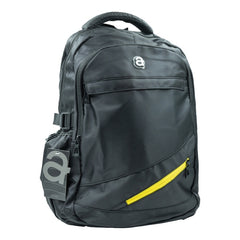 Ghiozdan CNX, 3 compartiment, textil, negru cu fermoar galben, JM326