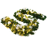 Ghirlanda decorativa Craciun cu Globuri si funde argintii, Kadeny, 2,70 m, Verde