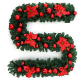 Ghirlanda decorativa Craciun cu Globuri si funde rosii, Kadeny, 2,70 m, Verde