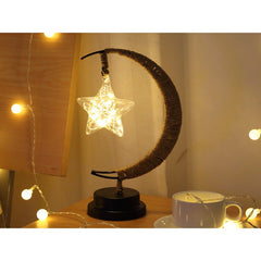 Lampa veghe Kaveny, semi-luna cu stea din sticla, led, 28x15 cm, alb cald