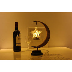 Lampa veghe Kaveny, semi-luna cu stea din sticla, led, 28x15 cm, alb cald