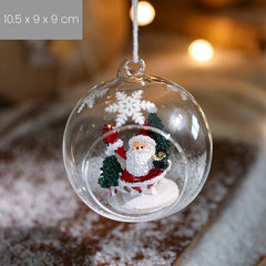 Glob pentru Bradul de Craciun, Kadeny, Model Mos Craciun, Tip Pandativ, Glob Transparent Semi-Deschis, 10.5 x 9 x 9 cm, Transparent