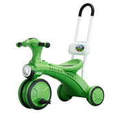 Tricicleta pentru copii Kaveny, pedalare, impingere, lumini si sunete, pedale antiderapante, material dur, cos depozitare, varsta peste 18 luni, 80x40x52 cm, verde