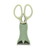 Set foarfeca pentru bucatarie Kaveny, curatator legume tip suport, multifunctional, spargator nuci, material ABS si otel inoxidabil, maner ergonomic, 16.8 x 7.8 x 1 cm, verde