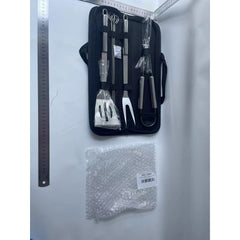 Set 7 Ustensile pentru Gratar, Kadeny, din Otel Inoxidabil, Geanta Oxford, Argintiu