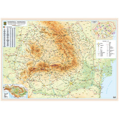 Harta ROMANIA, 140x100cm, fizica, AMCO plastifiata