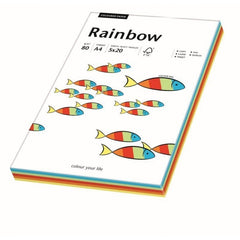 Hartie colorata A4 Rainbow 88043188, 80g/mp, mix culori intense, top 100 coli (5 culori x 20 coli)