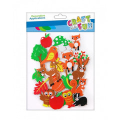 Forme decorative - hartie gumata autoadeziva - animale padure, diverse culori, set 19 buc, Craft with Fun, 463446