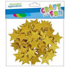 Forme decorative - hartie gumata autoadeziva - stelute, auriu, set 60 buc, Craft with Fun, 463730