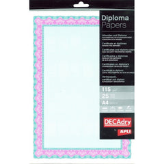 Hartie tip diploma A4 DECAdry Spiral OSD4055, 115g/mp, turcoaz / grena, set 25 coli