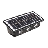 Lampa solara LED bidirectionala dreptunghiulara pentru perete Kaveny, 20.5x10 cm, 6 LED-uri, 5.5V, ABS, 500mAh, rezistent la apa IP65, alb cald