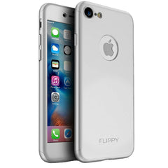 Husa de protectie Kaveny Premium Full Cover 360 pentru Apple iPhone 7 Argintiu cu Folie sticla inclusa