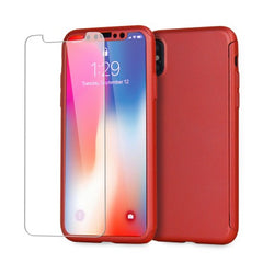 Husa Apple iPhone X Full Cover 360 Rosu + Folie de protectie