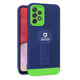 Husa Armor Design cu Stand pentru iPhone 12, Albastru/ Verde, Suport Auto Magnetic, Wireless Charge, Protectie Antisoc, Kaveny