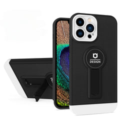 Husa Armor Design cu Stand pentru Apple iPhone 14 (6.1) Negru/Alb, Suport Auto Magnetic, Protectie Antisoc, Kaveny