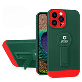 Husa Armor Design cu Stand pentru Apple iPhone 14 Pro (6.1) Verde/Rosu, Suport Auto Magnetic, Protectie Antisoc, Kaveny