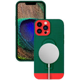 Husa Armor Design, Kaveny, pentru Apple iPhone 12, cu Stand, Suport Auto Magnetic, Wireless Charge, Verde/Rosu