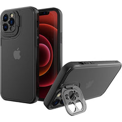 Husa de Protectie, Kaveny, Bracket Series, pentru Apple iPhone 14, cu Suport si Protectie Camera, Negru