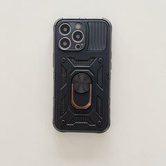 Husa de protectie, Kaveny, compatibila cu Apple iPhone 13 Pro Defender Model 4 cu suport,Negru