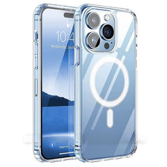 Husa de protectie Kaveny compatibila cu Apple iPhone 15 Pro, MagSafe Blister, gaura mare camera, transparenta