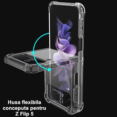 Husa de protectie Kaveny compatibila cu Samsung Z Flip 5, MagSafe Blister, gaura mare camera, transparenta