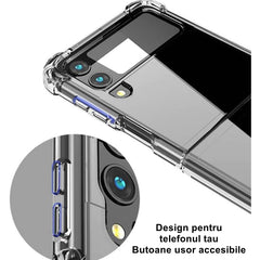 Husa de protectie Kaveny compatibila cu Samsung Z Flip 5, MagSafe Blister, gaura mare camera, transparenta