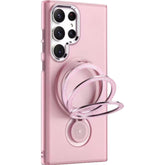 Husa de protectie Kaveny, cu incarcare Wireless, Tehnologie Magsafe, TPU, Inel magnetic rotativ cu functie de suport, pentru Samsung Galaxy S23 Ultra , Rose Gold