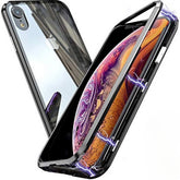 Husa de Protectie, Kaveny, pentru Apple iPhone 7, Magnetic 360, Metal, cu Folie Sticla Inclusa, Negru