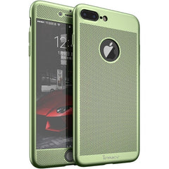 Husa de Protectie, Kaveny, pentru Apple iPhone 7 Plus, Full Cover 360 Air cu Gauri si Folie de Protectie, Plastic, Verde