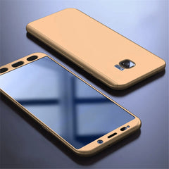 Husa de Protectie, Kaveny, pentru Samsung Galaxy A51, cu Acoperire Completa 360, Folie de Protectie, Plastic, Auriu