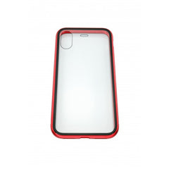 Husa de protectie Magnetic 360, Folie sticla inclusa, pentru Apple iPhone X, Rosu