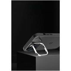 Husa de protectie pentru iPhone 14 Pro Max, cu suport metalic pentru camera, Bracket Series, Kaveny, Protectie Antisoc, PC mat, silicon moale pe margini, Negru