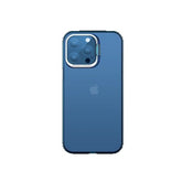 Husa de protectie pentru iPhone 14 Pro Max, cu suport metalic pentru camera, Bracket Series, Kaveny, Protectie Antisoc, PC mat, silicon moale pe margini, Albastru