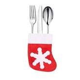 Husa decorativa festiva pentru 3 tacamuri Kadeny, model soseata cu fulg, material textil si poliester, 14 x 8 cm, rosu