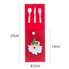 Husa decorativa pentru set tacamuri Kadeny, model Mos Craciun, material poliester, 25 x 8.5 cm, rosu