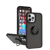 Husa Anti Fall Metal Bracket pentru Apple iPhone 11, Rezistenta la socuri, Margini colorate, Cu inel de prindere magnetic, Kaveny, Negru